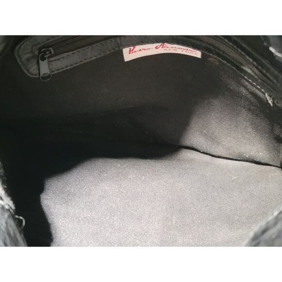 Pietro Alessandro Italian Black Leather Satchel Handbag With Tassels EUC - Picture 4 of 4